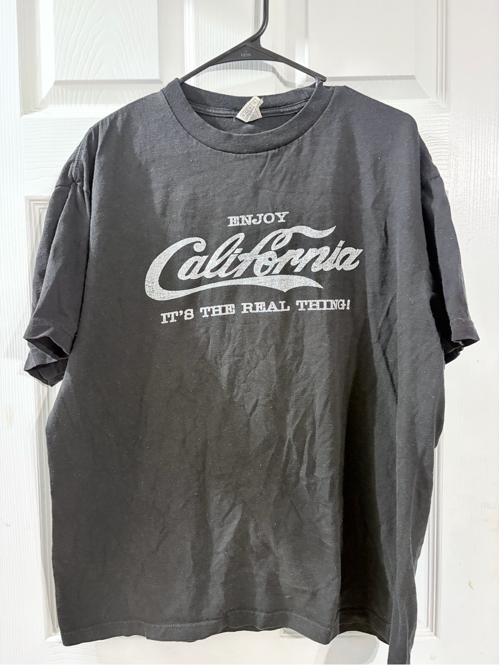 Enjoy California Black Graphic T Shirt XL Retro Coca Cola Style Tee